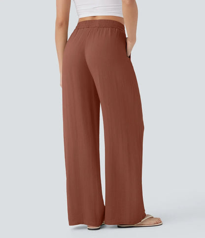 Leichte & Elegante Damen-Leinenhose mit Weitem Bein – Sommerlich, Bequem & Stilvoll