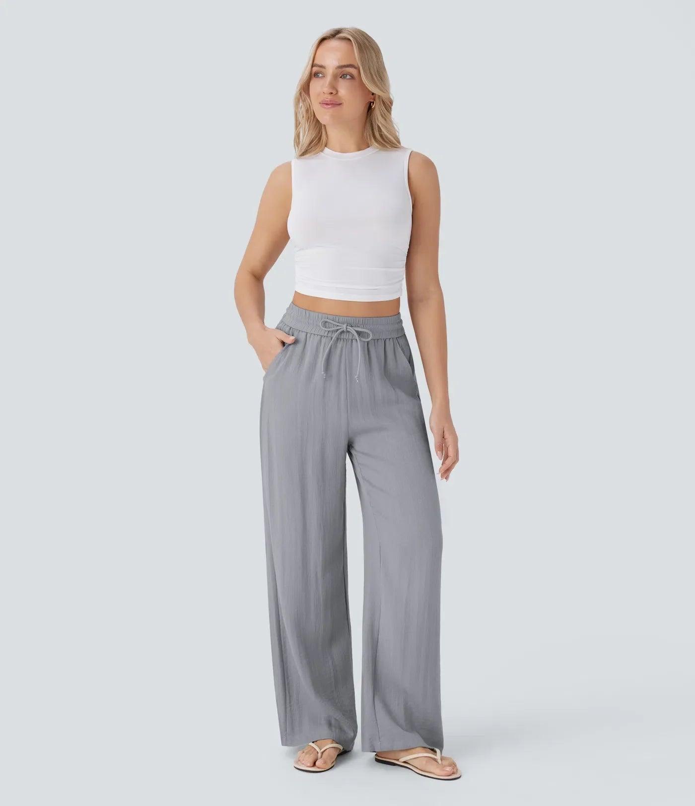 Leichte & Elegante Damen-Leinenhose mit Weitem Bein – Sommerlich, Bequem & Stilvoll