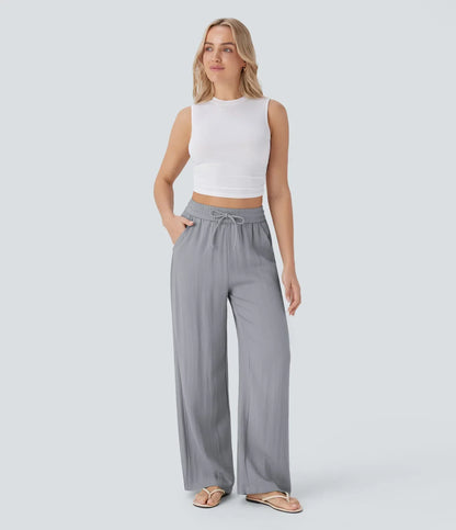Leichte & Elegante Damen-Leinenhose mit Weitem Bein – Sommerlich, Bequem & Stilvoll