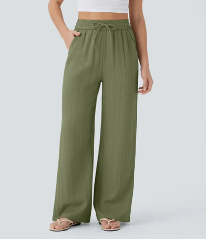 Leichte & Elegante Damen-Leinenhose mit Weitem Bein – Sommerlich, Bequem & Stilvoll