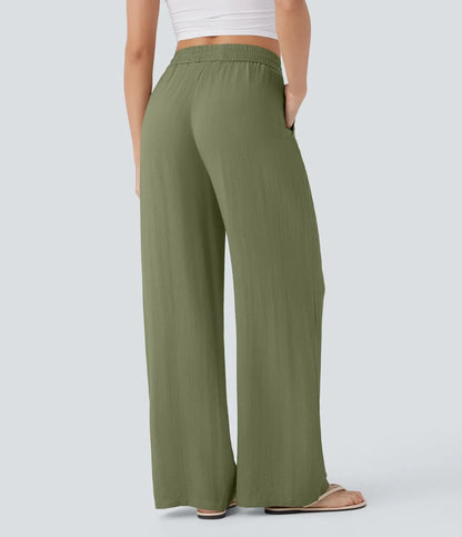 Leichte & Elegante Damen-Leinenhose mit Weitem Bein – Sommerlich, Bequem & Stilvoll