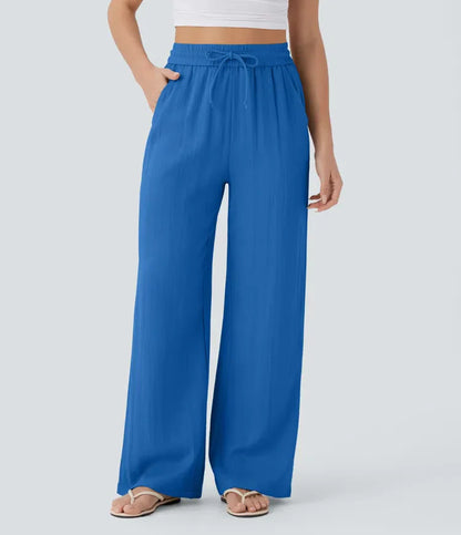 Leichte & Elegante Damen-Leinenhose mit Weitem Bein – Sommerlich, Bequem & Stilvoll