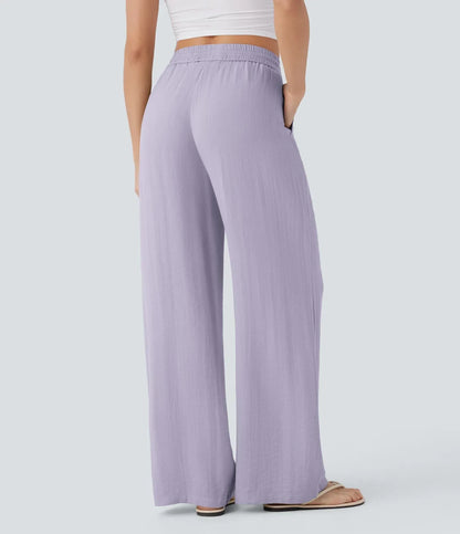 Leichte & Elegante Damen-Leinenhose mit Weitem Bein – Sommerlich, Bequem & Stilvoll