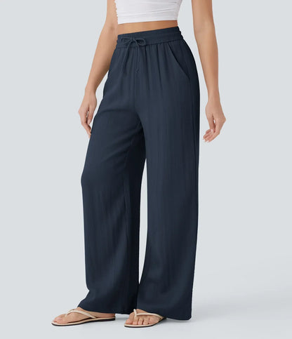 Leichte & Elegante Damen-Leinenhose mit Weitem Bein – Sommerlich, Bequem & Stilvoll