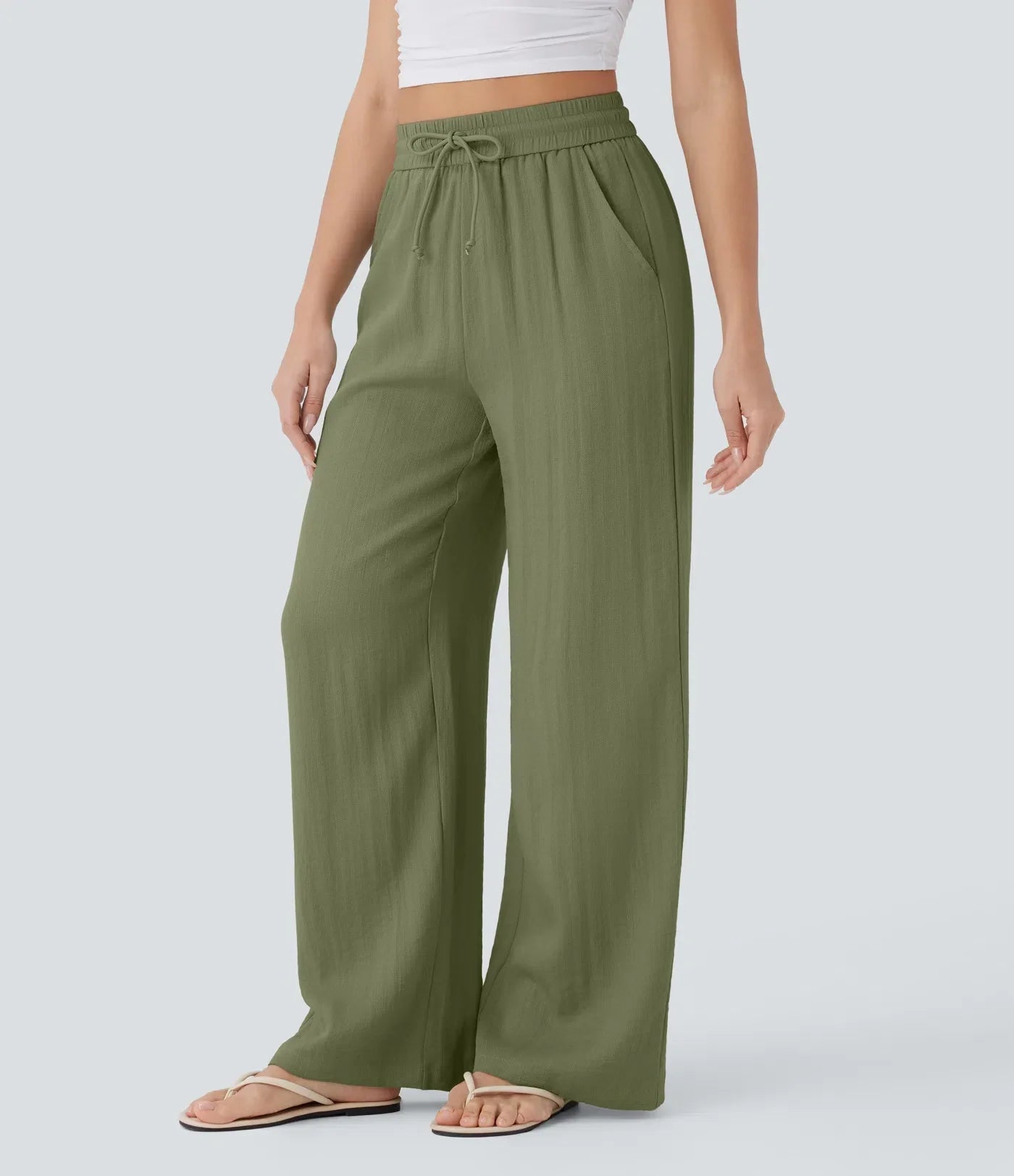 Leichte & Elegante Damen-Leinenhose mit Weitem Bein – Sommerlich, Bequem & Stilvoll