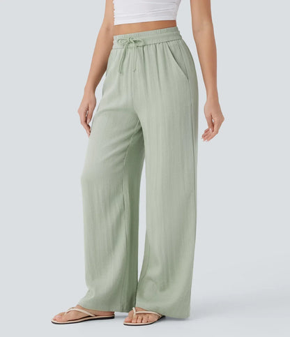 Leichte & Elegante Damen-Leinenhose mit Weitem Bein – Sommerlich, Bequem & Stilvoll