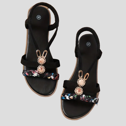 Sommer Strass Sandalen - Boho - Riemchen Flach Slingback