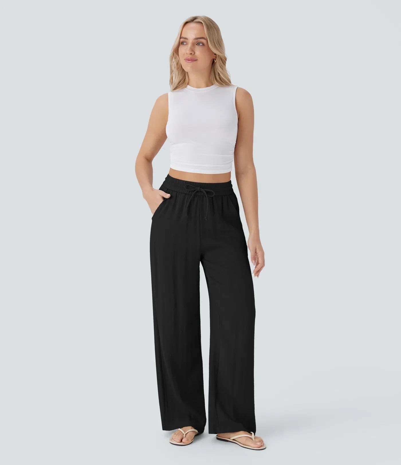 Leichte & Elegante Damen-Leinenhose mit Weitem Bein – Sommerlich, Bequem & Stilvoll