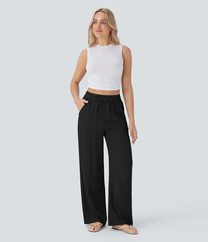 Leichte & Elegante Damen-Leinenhose mit Weitem Bein – Sommerlich, Bequem & Stilvoll