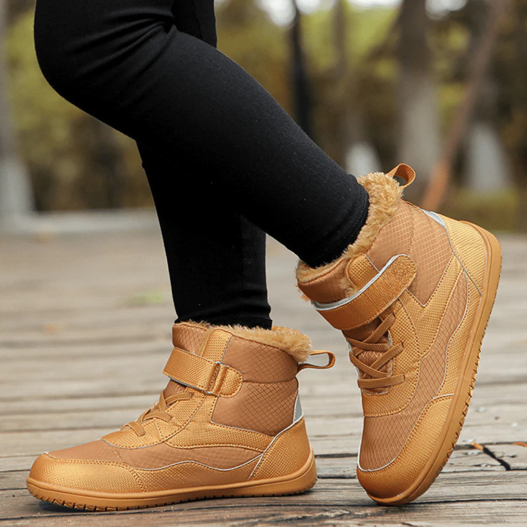 Wasserdichte Winter Kinder Barfußschuhe – gefüttert, rutschfest, natürliche Zehenfreiheit