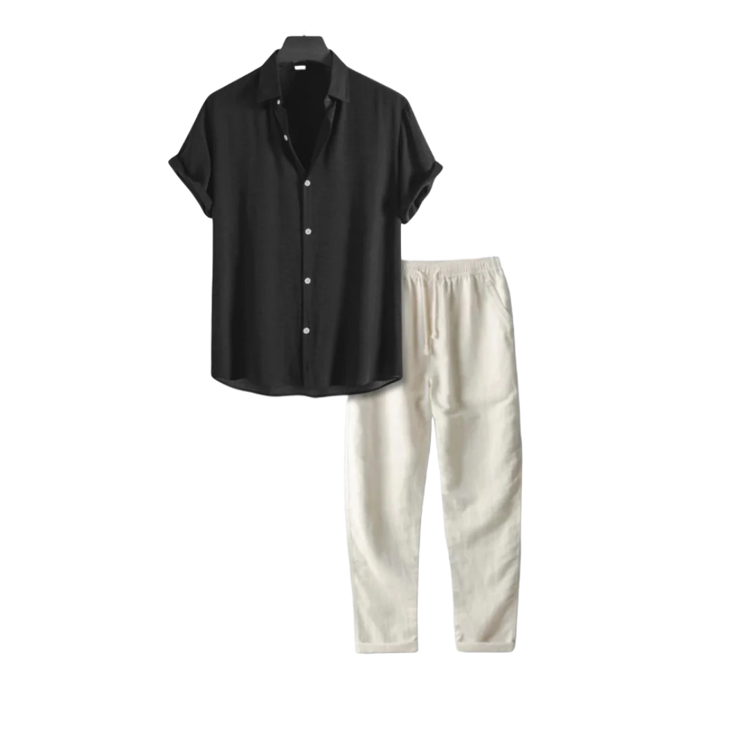 Sommer Linen Outfit Set - Lässige - Florenz bei Nacht