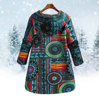 Frauen Klassiker Blumen Kapuze Jacke | Winter