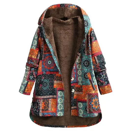 Frauen Klassiker Blumen Kapuze Jacke | Winter