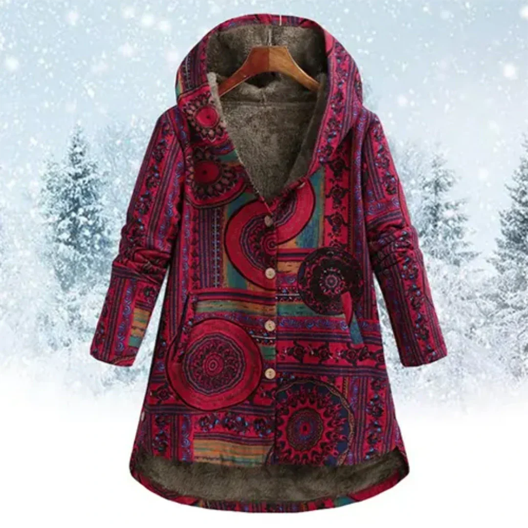 Frauen Klassiker Blumen Kapuze Jacke | Winter