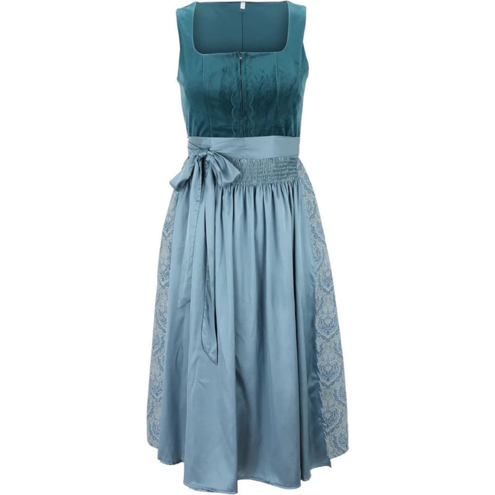 Vintage Dirndl Kleid Damen be­stickt Midi Trachtenkleid Oktoberfest