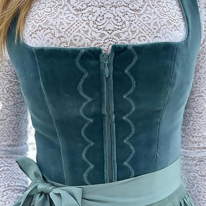 Vintage Dirndl Kleid Damen be­stickt Midi Trachtenkleid Oktoberfest
