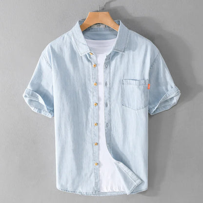 Kurzärmeliges Denim-Shirt - Sommer - Baumwolle