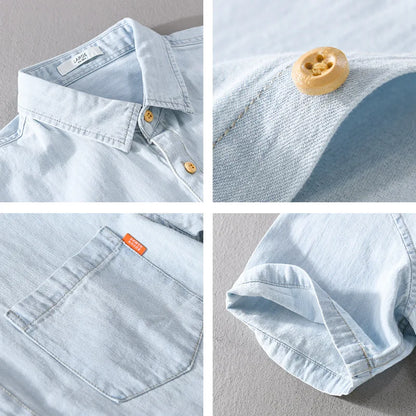 Kurzärmeliges Denim-Shirt - Sommer - Baumwolle