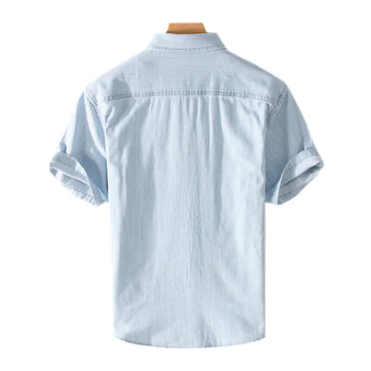 Kurzärmeliges Denim-Shirt - Sommer - Baumwolle