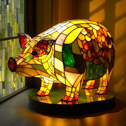 Luxeloom Tierlampe – Tiffany-Stil Glaslampe mit Tierdesign, handgefertigt und warmem Licht