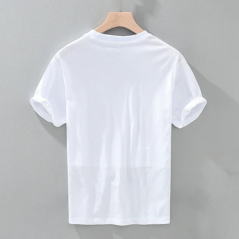 Kurzärmeliges T-Shirt - Druck - Baumwolle/Leinen-Mischung - Casual