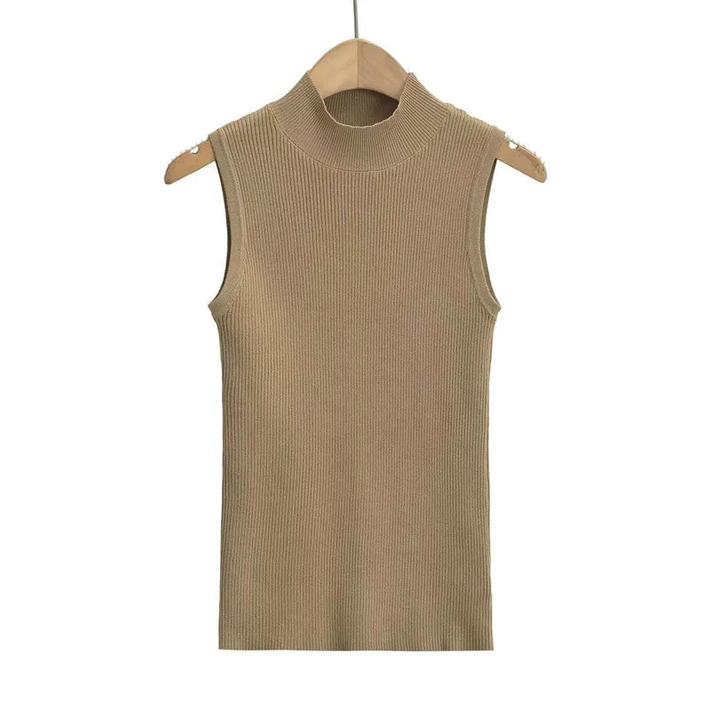 Sommer Oberteil - Schick - Schlichtes Tanktop Mit Stehkragen