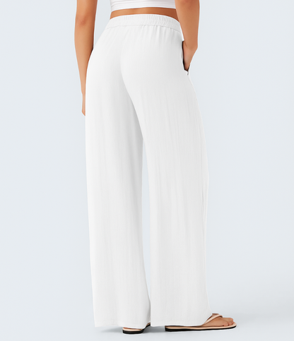 Leichte & Elegante Damen-Leinenhose mit Weitem Bein – Sommerlich, Bequem & Stilvoll