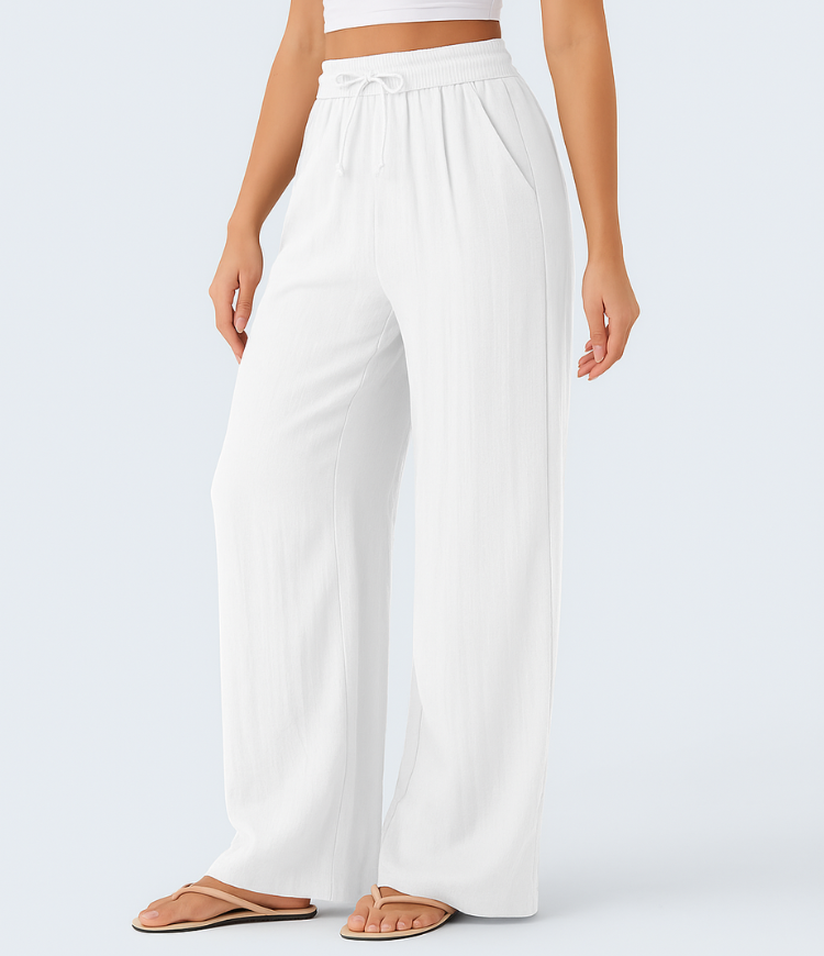Leichte & Elegante Damen-Leinenhose mit Weitem Bein – Sommerlich, Bequem & Stilvoll