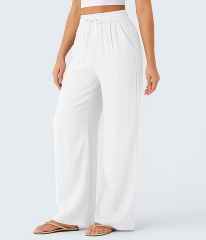 Leichte & Elegante Damen-Leinenhose mit Weitem Bein – Sommerlich, Bequem & Stilvoll