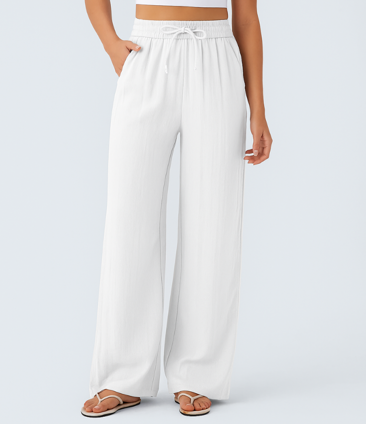Leichte & Elegante Damen-Leinenhose mit Weitem Bein – Sommerlich, Bequem & Stilvoll