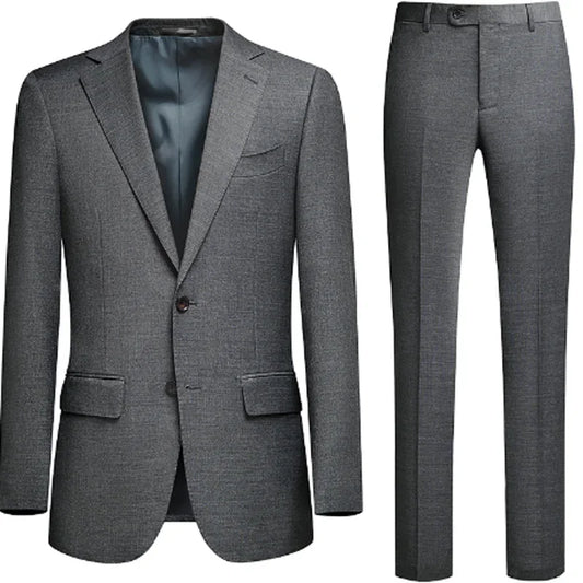 Zweiteiliger Business-Anzug - Blazer + Hose - Slim Fit - Grau