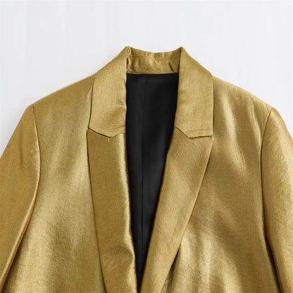 Blazer - Gerader Schnitt - Gold - Sommer