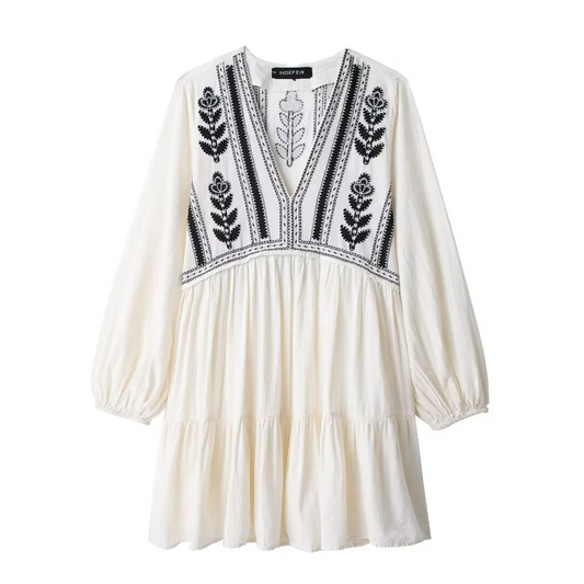 Kleid - Boho - Ibiza - V-Ausschnitt - Sommer