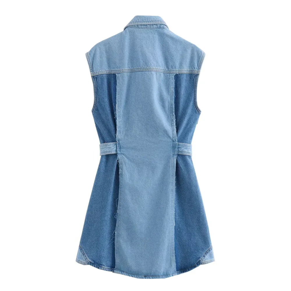 Kleid - Kurzes ärmelloses Denim-Kleid - Sommer