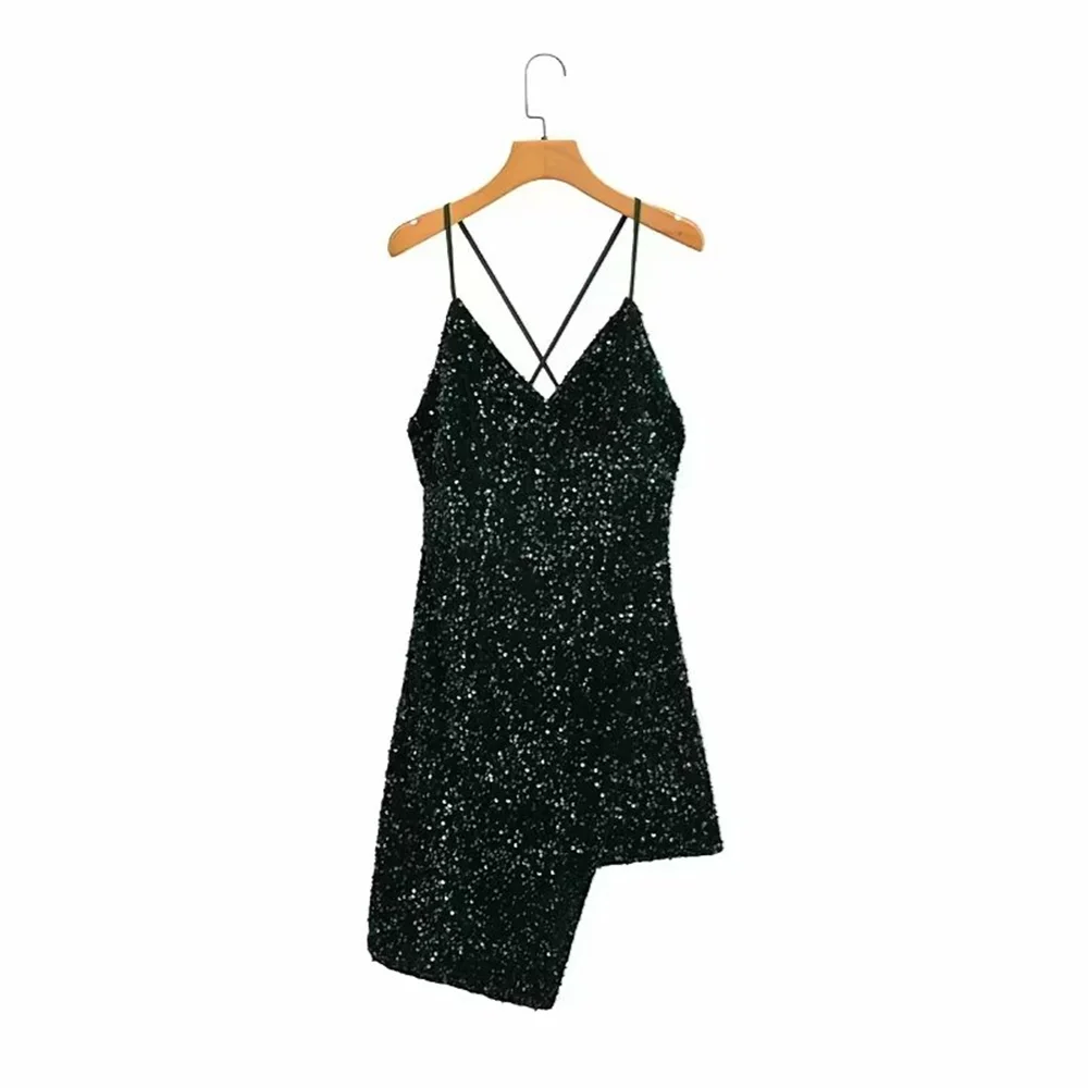 Kleid - V-Ausschnitt - Offener Rücken - Glitzer - Sommer