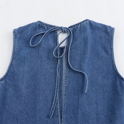 Denim-Kleid - Lockere Passform - Baumwolle - Sommer