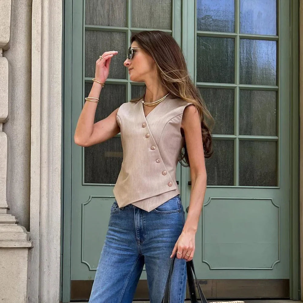 Gilet - Asymmetrisches Design - Schräg offen - Sommer