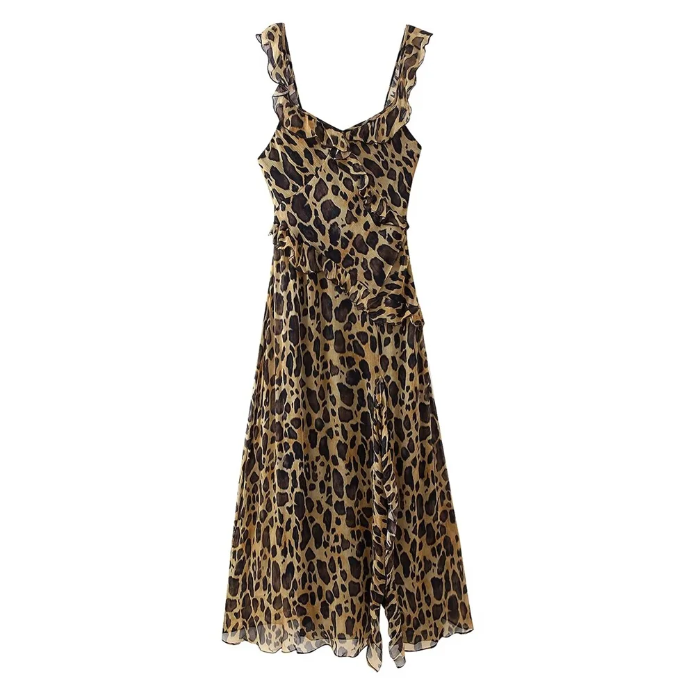 Kleid - Polyester - Leoparden Muster - Sommer