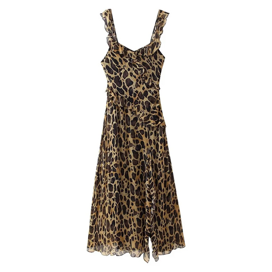 Kleid - Polyester - Leoparden Muster - Sommer