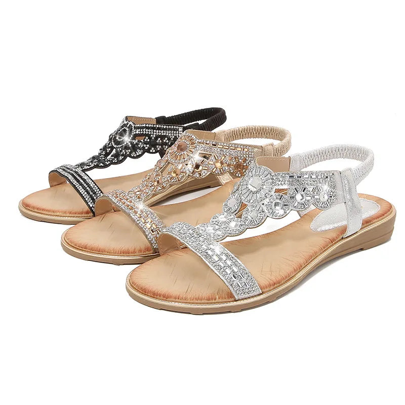 Sandalen - Boho - Offene Zehe - Elastischer Riemen - Sommer