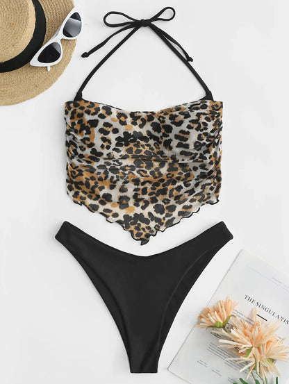 Bikini - Leopard Mesh Overlay - Sommer