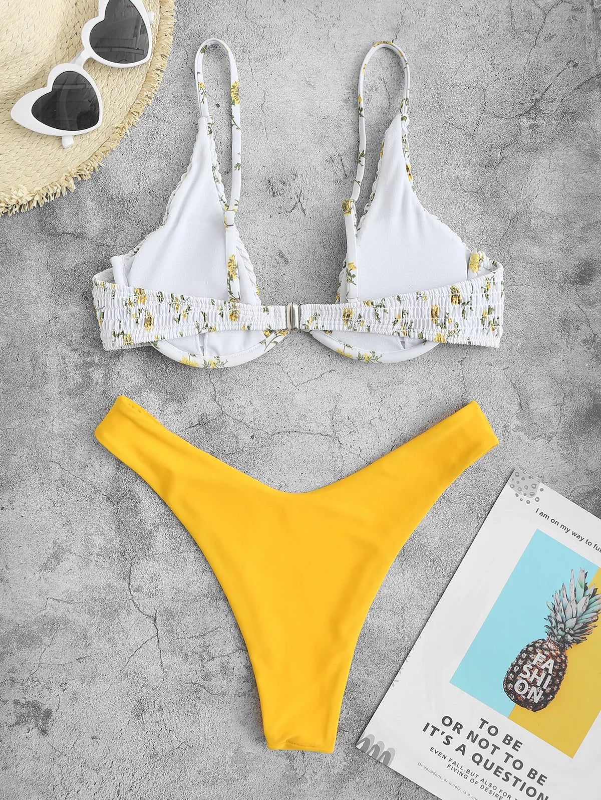 Bikini Set - Gesmokte - Blumendruck - Sommer