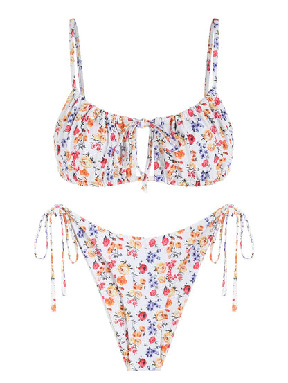 Bikini - Spitze - Blumen - Gekreuzter Rücken - Sommer