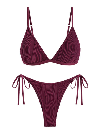 Bikini-Set - Wellenstruktur - Spitze - Sommer