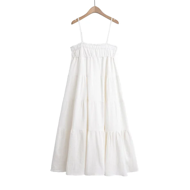 Kleid mit Midi-Trägern - Polyester - Sommer