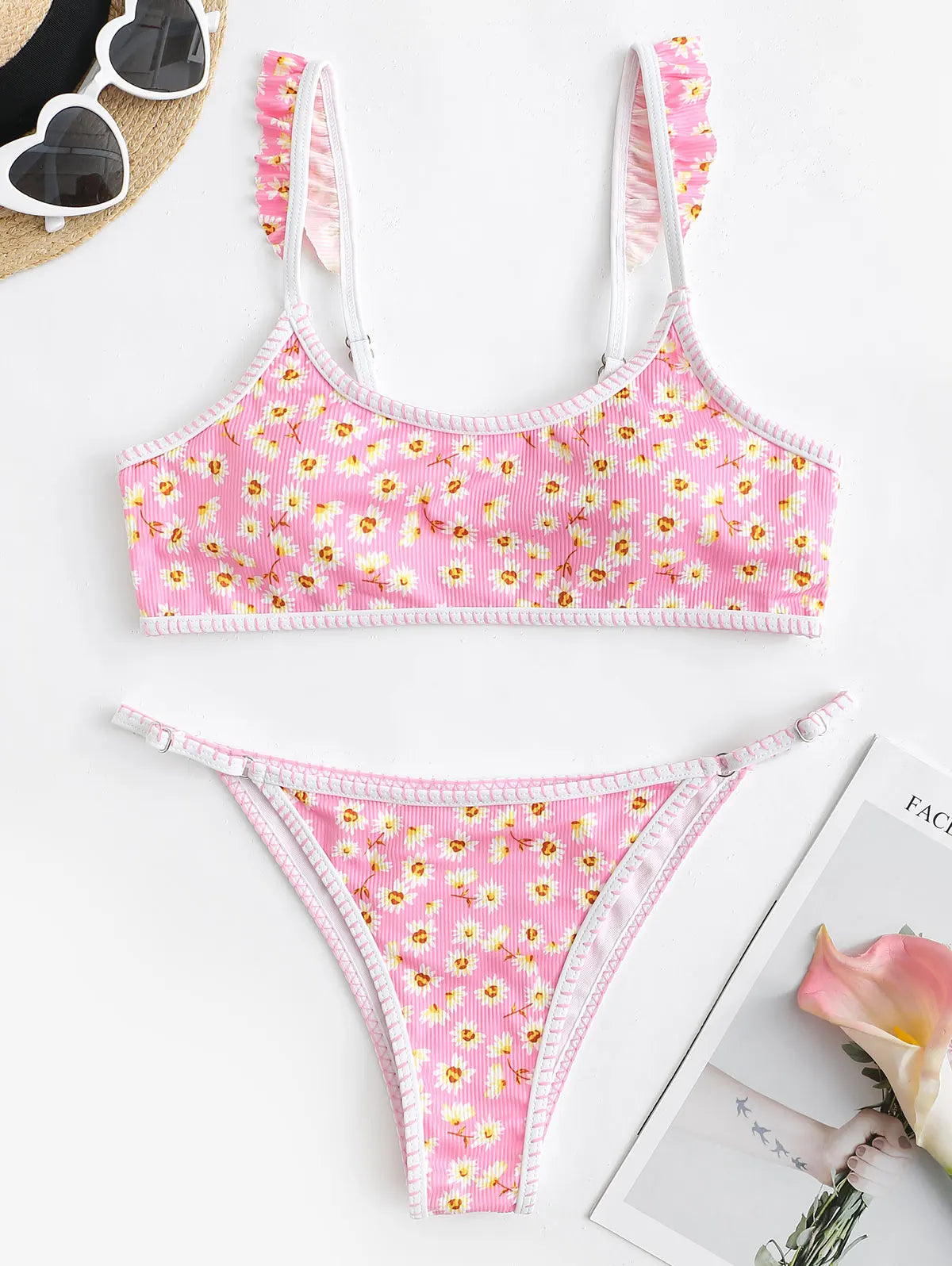 Bikini - Floral gerippt - Sommer