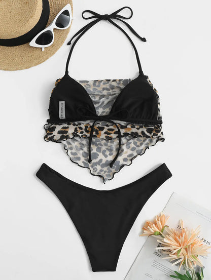 Bikini - Leopard Mesh Overlay - Sommer