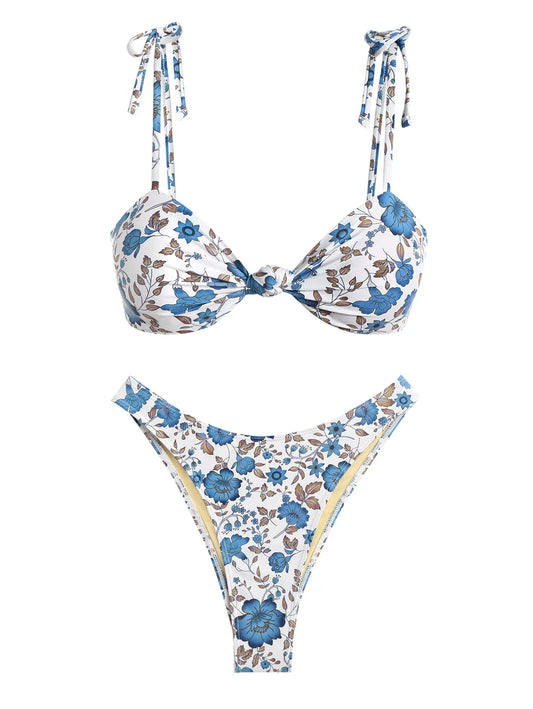 Bikini - Hoch geschnitten - Blumenmuster - Sommer