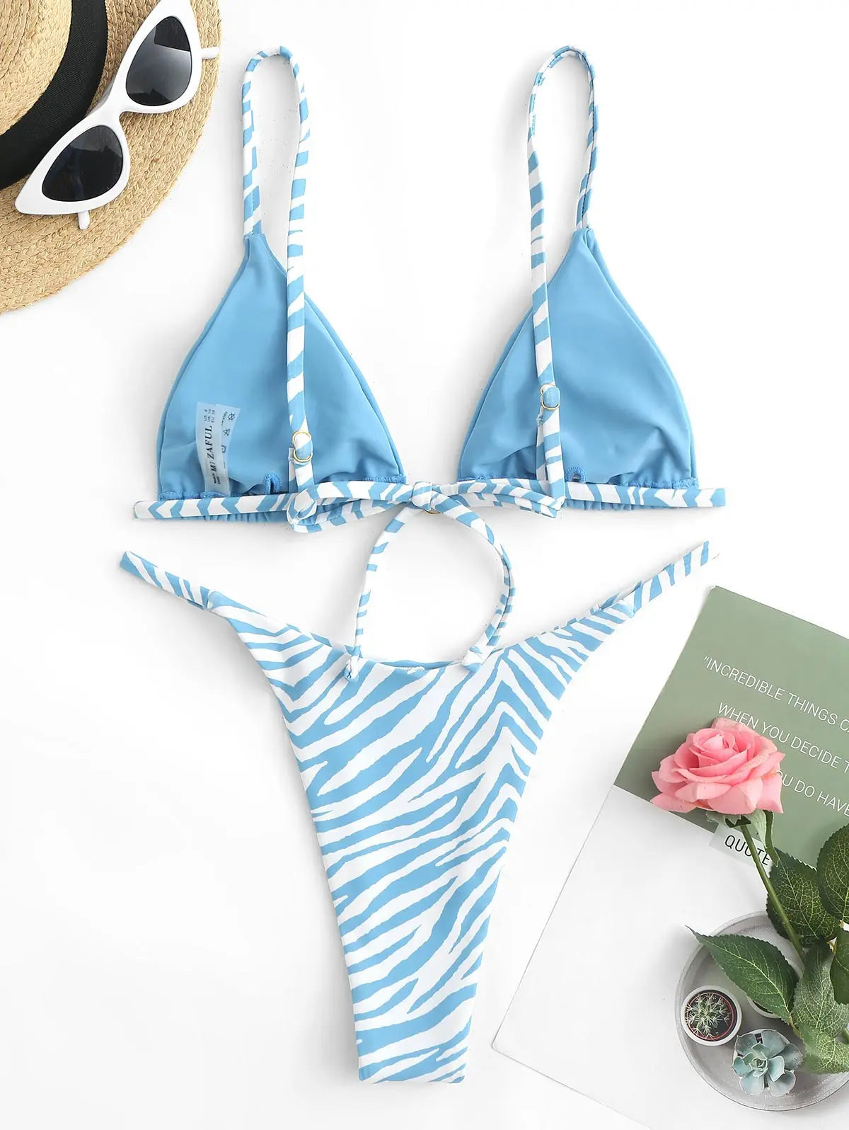 Bikini - Hoher Schnitt - Zebramuster - Sommer