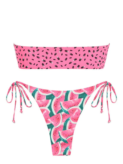 Bikini - Bandeau - Wassermelone Fruchtdruck - Sommer